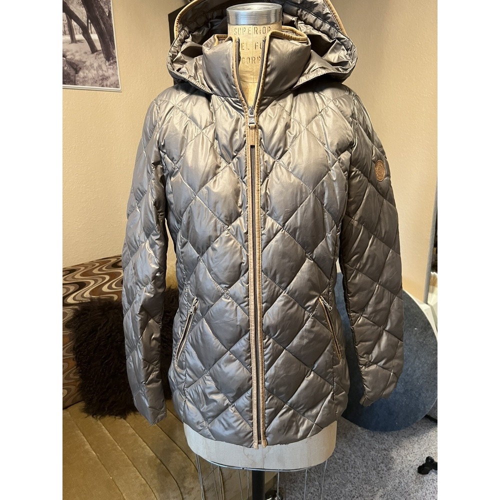 Lauren Ralph Lauren NewJacket Womens Sz S Beige Puffer Hooded Down Quilted‎ Zip